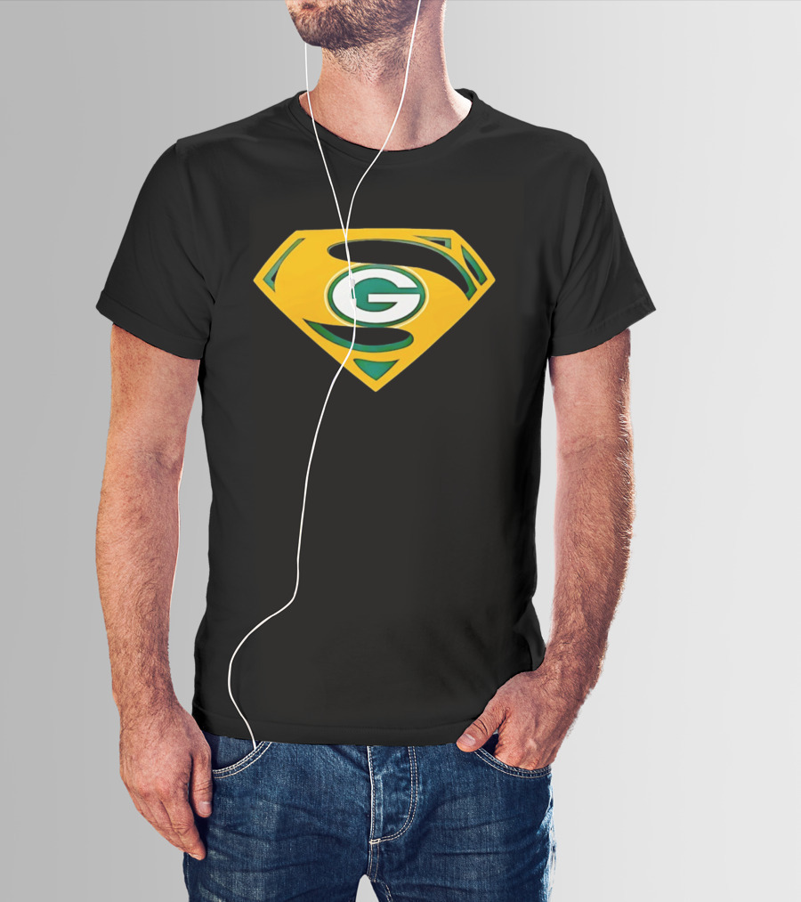 Green Bay Packers G In Superman Shield T-Shirt