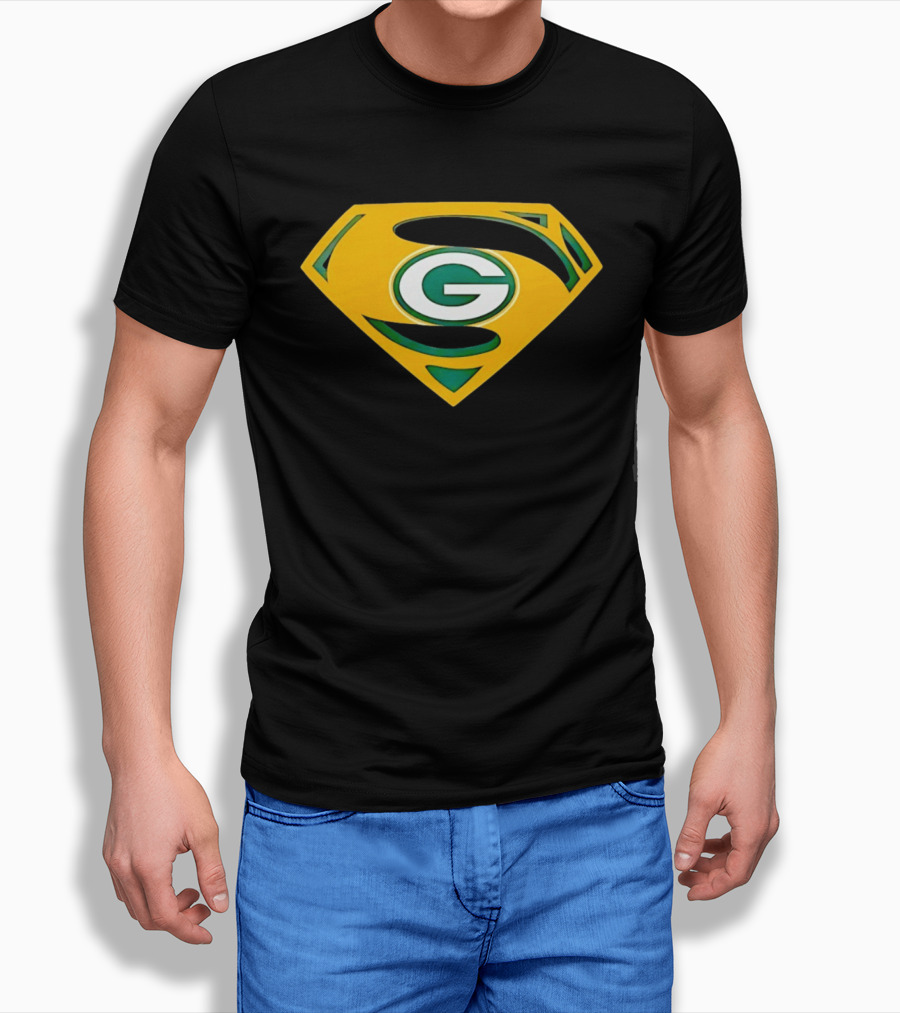 Green Bay Packers G In Superman Shield T-Shirt