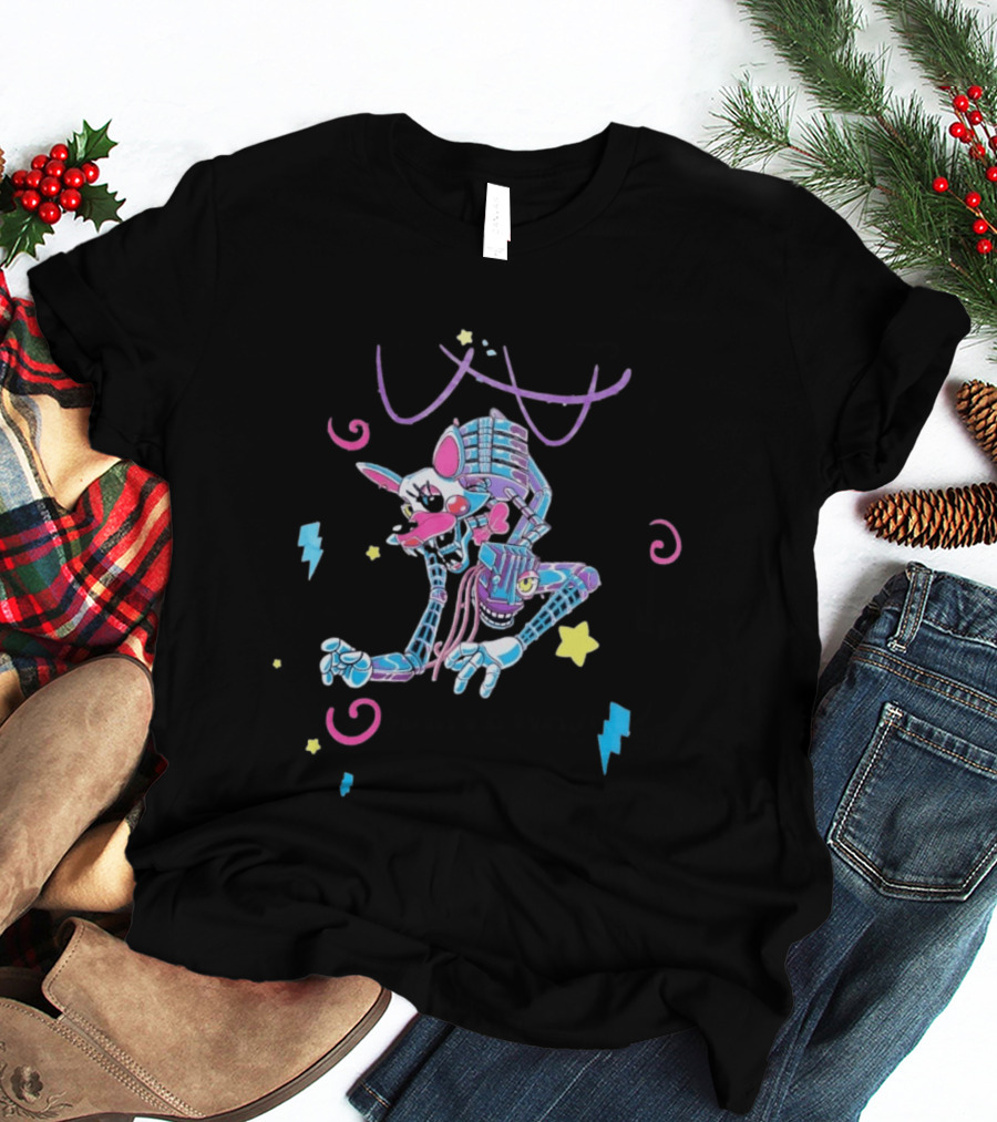 HEX X FNaF BTS Blacklight Mangle Purple Signature Stars Lightning Swirls T-Shirt