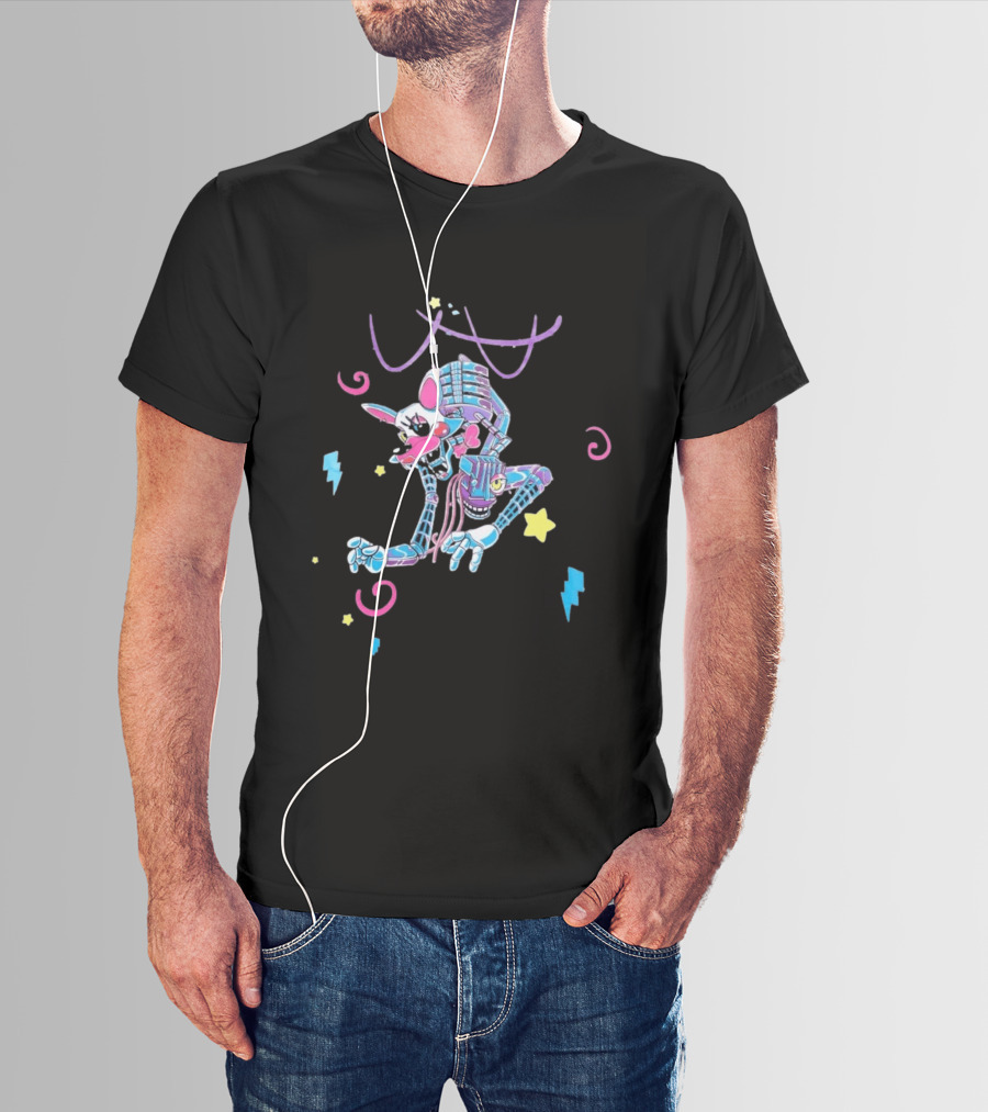 HEX X FNaF BTS Blacklight Mangle Purple Signature Stars Lightning Swirls T-Shirt
