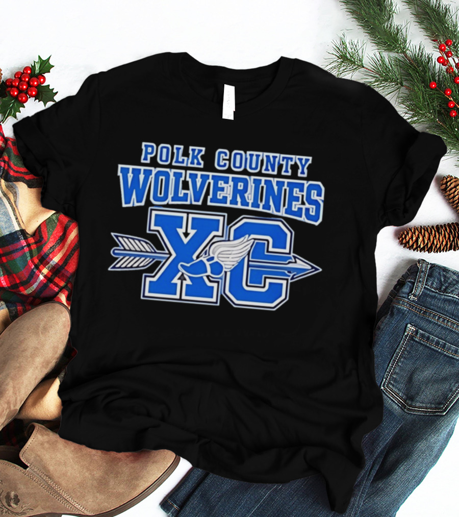 Polk County Wolverines XC Cross Country Arrow And Winged Foot T-Shirt