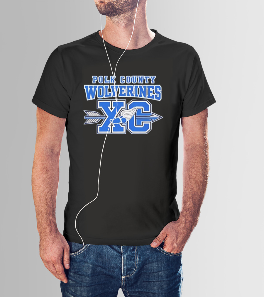 Polk County Wolverines XC Cross Country Arrow And Winged Foot T-Shirt