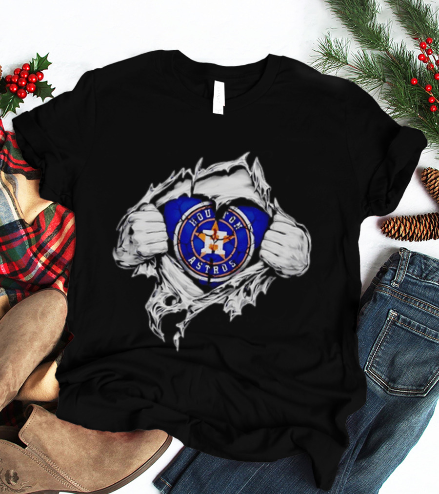 Houston Astros Ripped Skin MLB Baseball Hidden T-Shirt