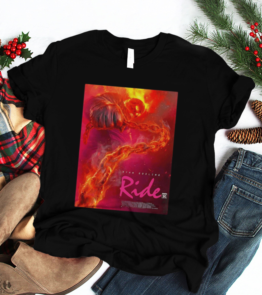 Ryan Gosling Ride Movie Ghost Rider Flaming Chain Image T-Shirt