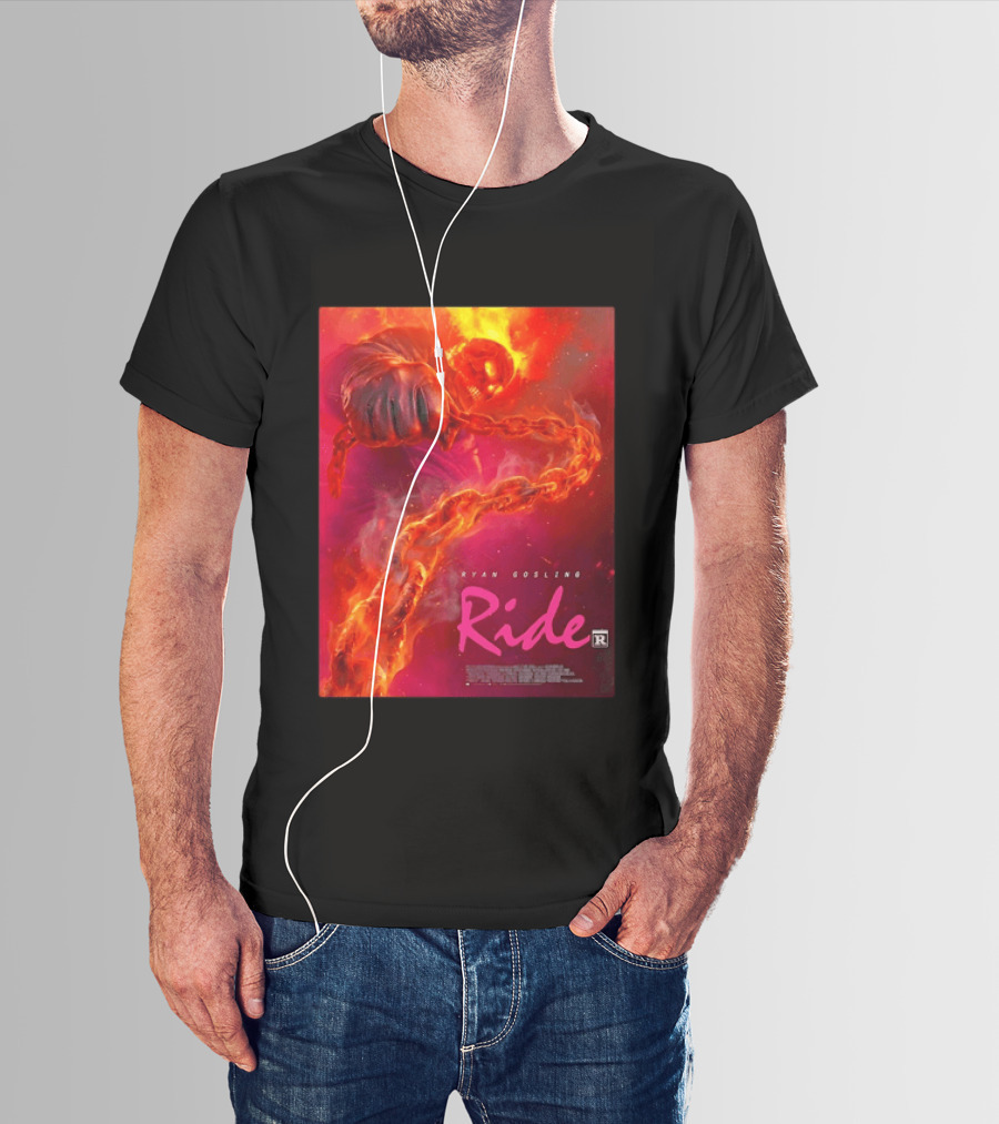 Ryan Gosling Ride Movie Ghost Rider Flaming Chain Image T-Shirt