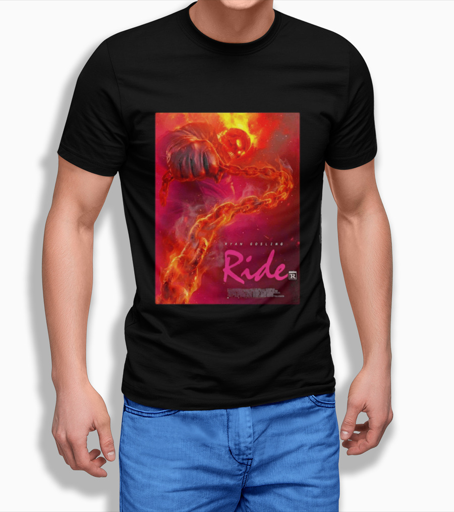 Ryan Gosling Ride Movie Ghost Rider Flaming Chain Image T-Shirt