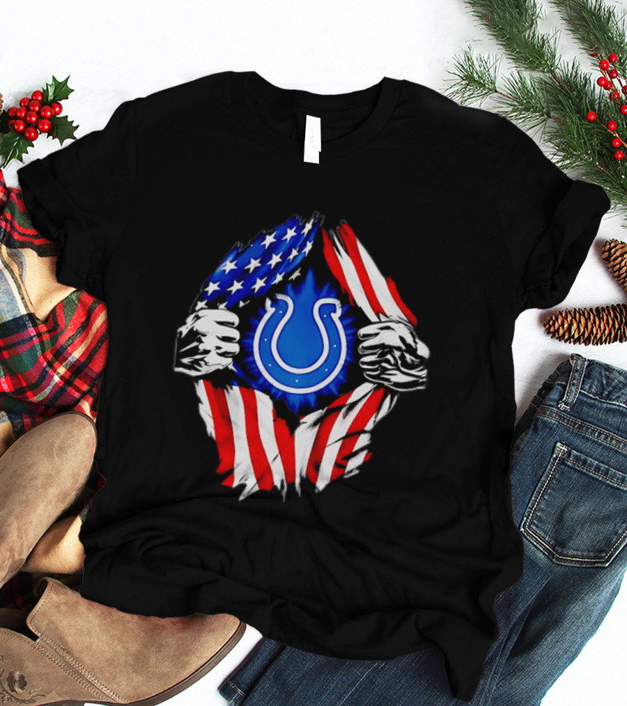 Indianapolis Colts American Flag Ripped Chest T-Shirt