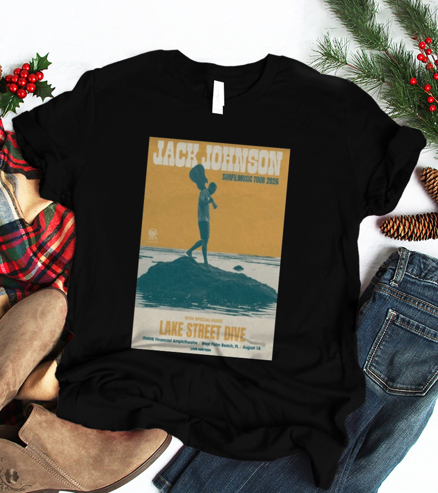 Jack Johnson Surfilmusic Tour 2026 Lake Street Dive ITHINK Financial Amphitheatre West Palm Beach August 18 T-Shirt