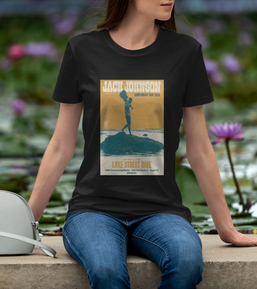 Jack Johnson Surfilmusic Tour 2026 Lake Street Dive ITHINK Financial Amphitheatre West Palm Beach August 18 T-Shirt