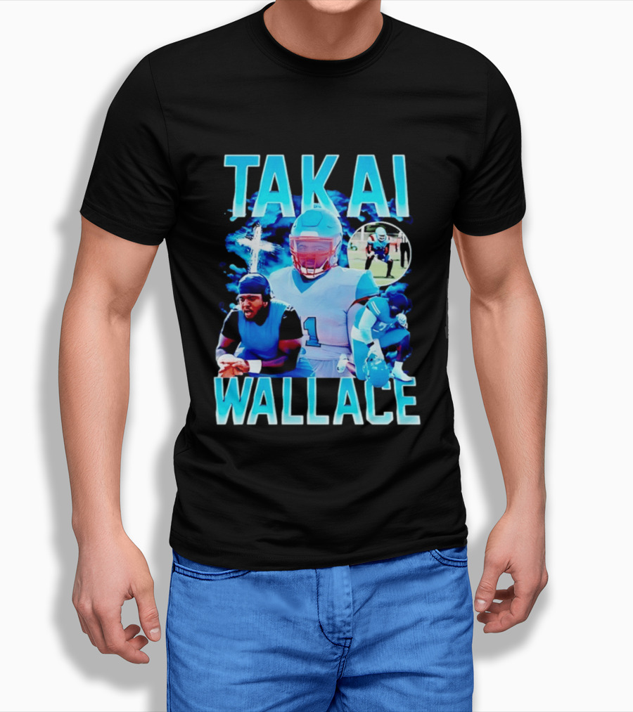Takai Wallace Football Athlete Sports Action Collage T-Shirt