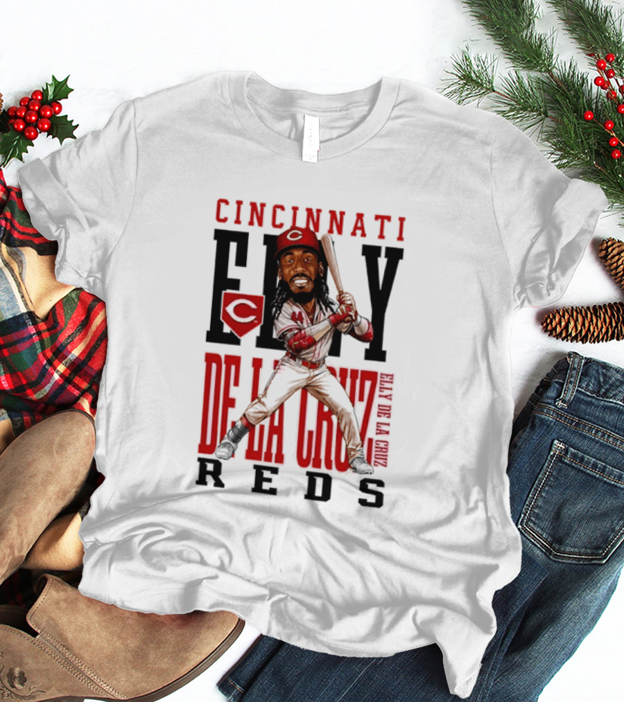Cincinnati Reds Elly De La Cruz Baseball Caricature T-Shirt