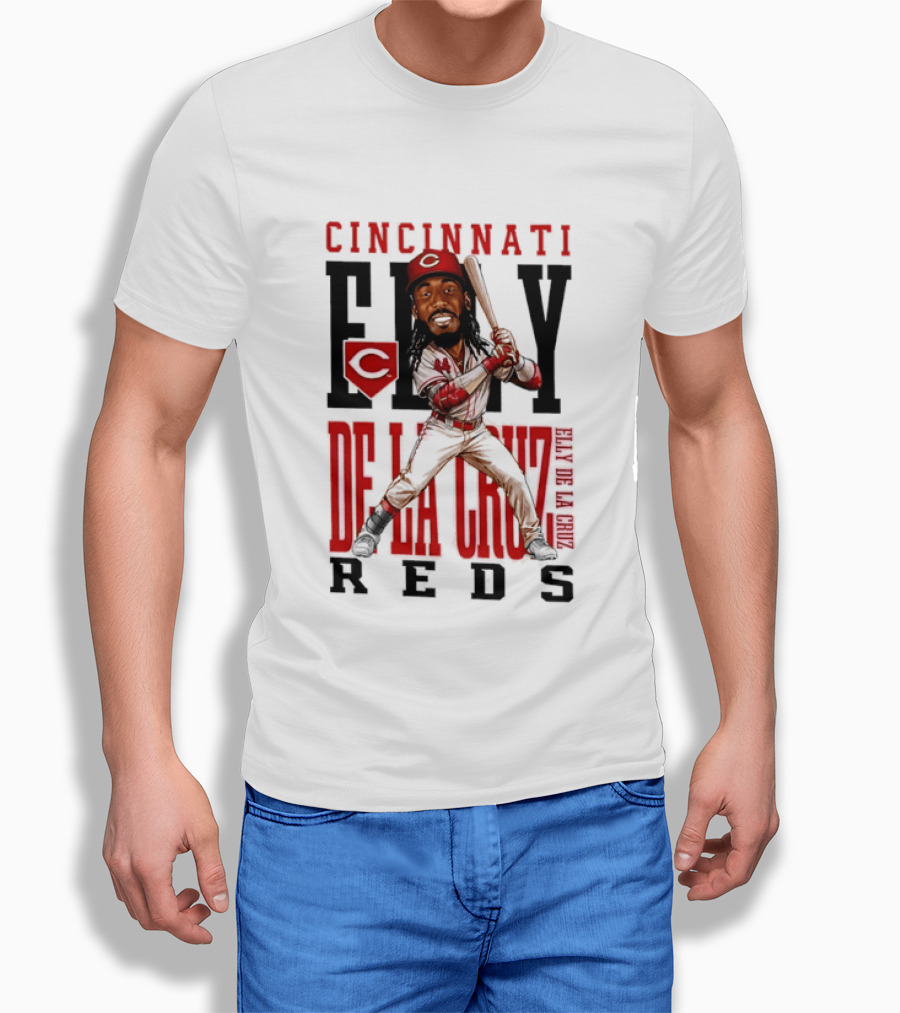 Cincinnati Reds Elly De La Cruz Baseball Caricature T-Shirt