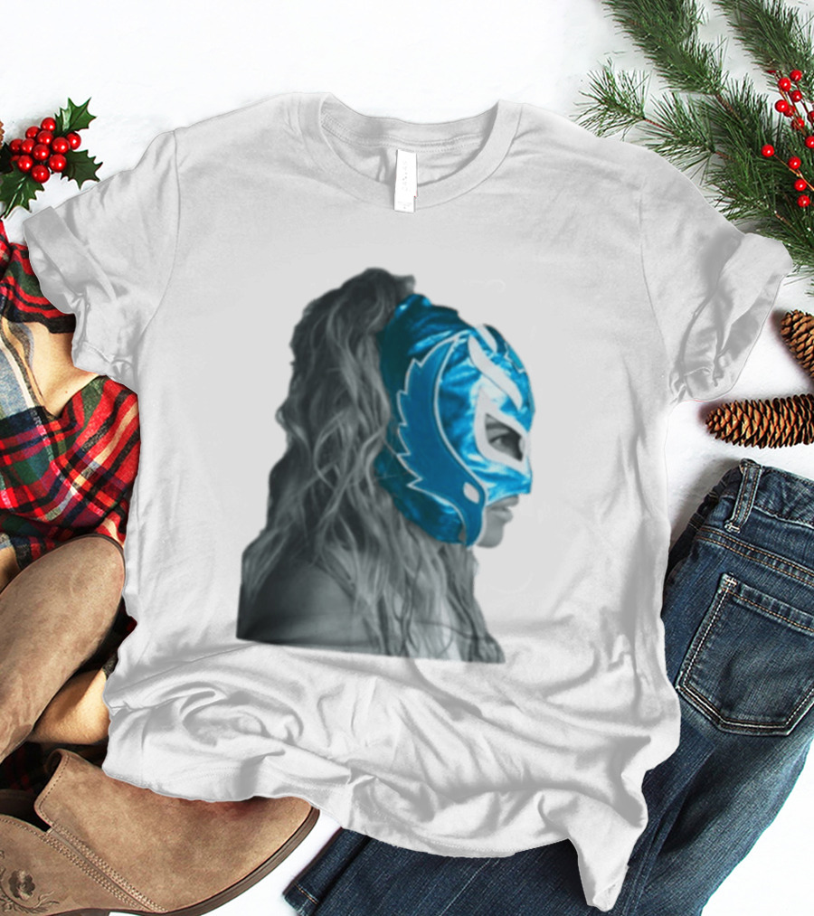 Karol G Store Limited Edition Cream Blue Luchador Mask T-Shirt