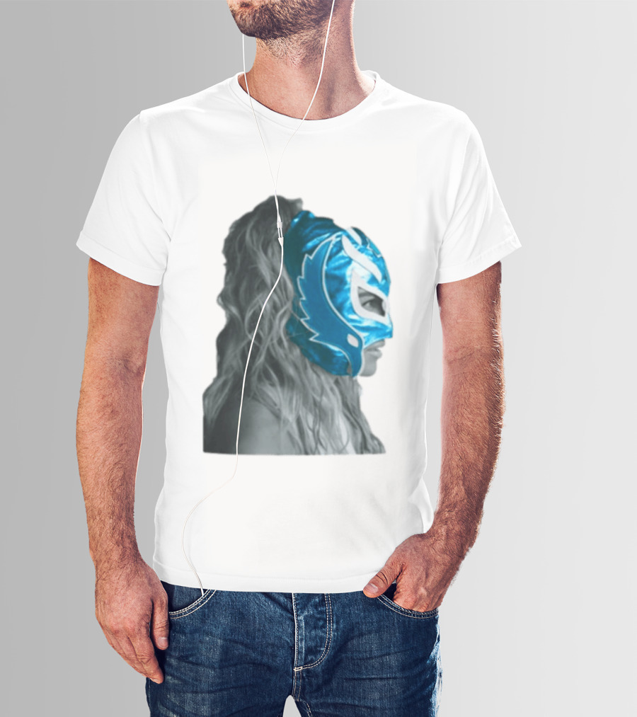 Karol G Store Limited Edition Cream Blue Luchador Mask T-Shirt