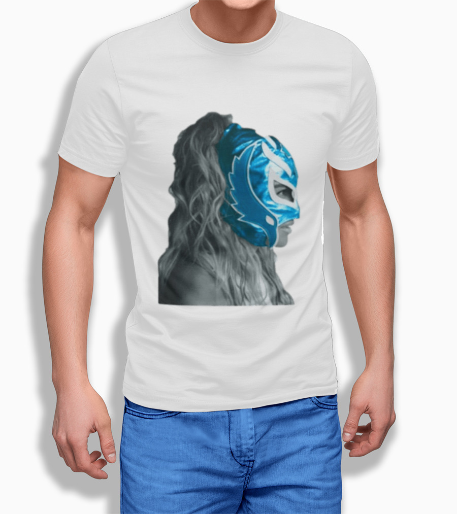 Karol G Store Limited Edition Cream Blue Luchador Mask T-Shirt