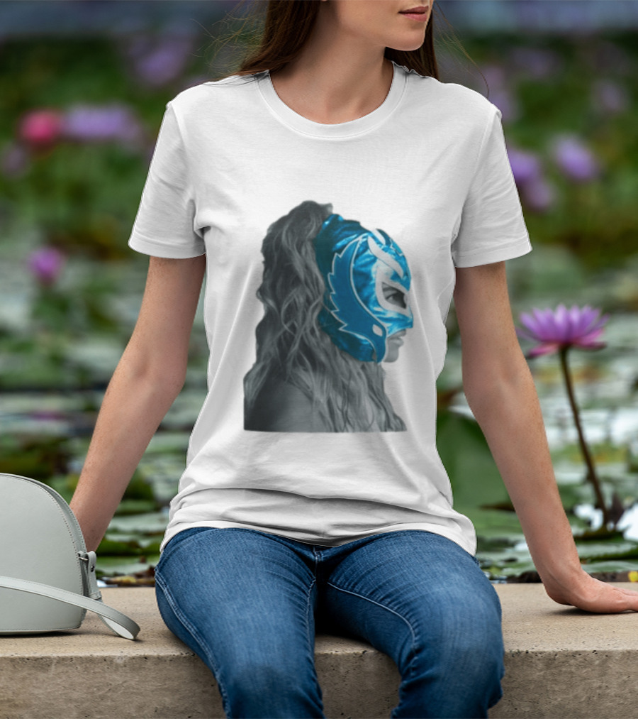 Karol G Store Limited Edition Cream Blue Luchador Mask T-Shirt