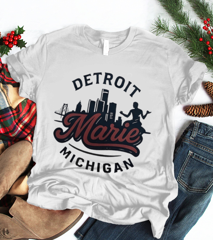 Detroit Michigan Marie Skyline T-Shirt