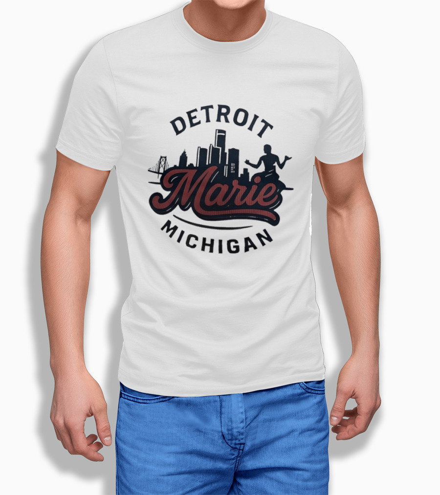 Detroit Michigan Marie Skyline T-Shirt