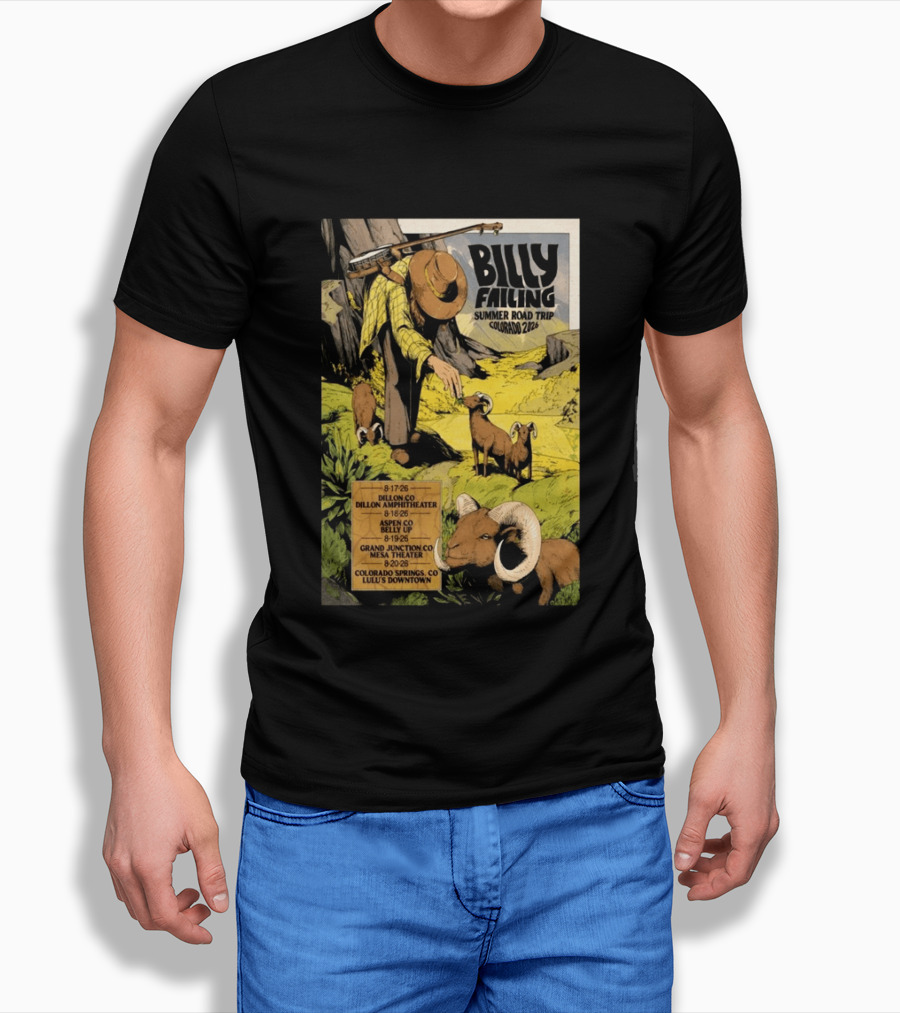 Billy Failing Summer Road Trip Colorado 2026 Dillon Amphitheater Belly Up Mesa Theater Lulu's Downtown T-Shirt