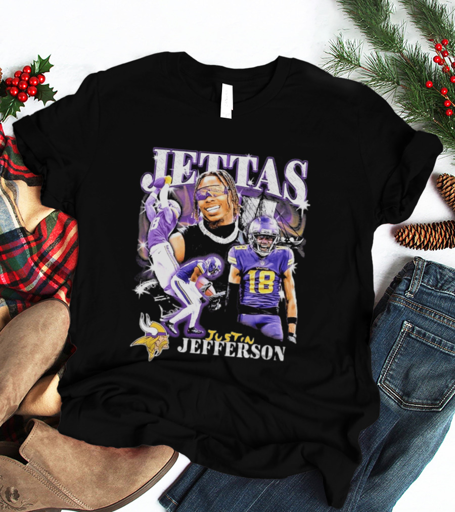 Fanatics Black Jettas Justin Jefferson Minnesota Vikings Notorious Player T-Shirt