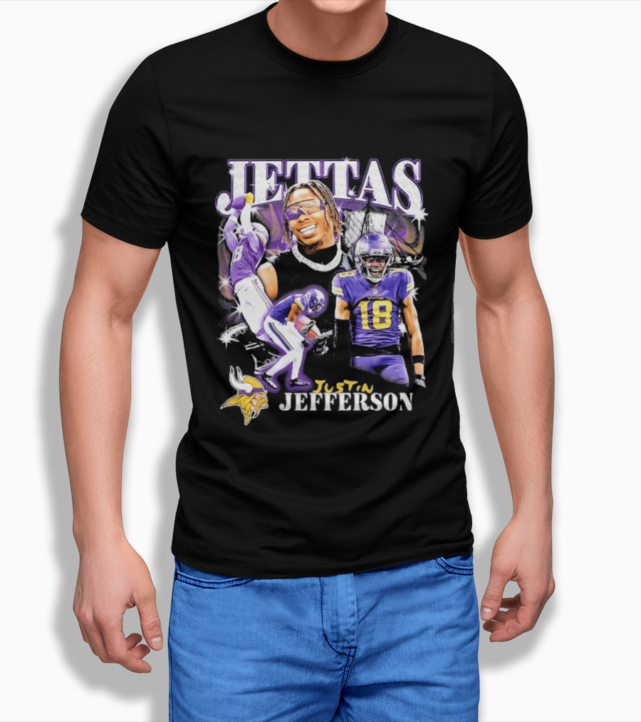 Fanatics Black Jettas Justin Jefferson Minnesota Vikings Notorious Player T-Shirt