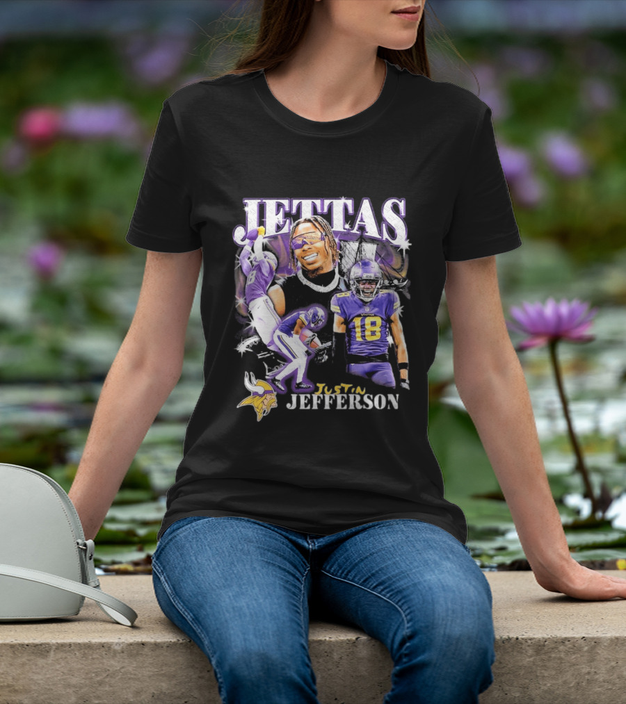 Fanatics Black Jettas Justin Jefferson Minnesota Vikings Notorious Player T-Shirt