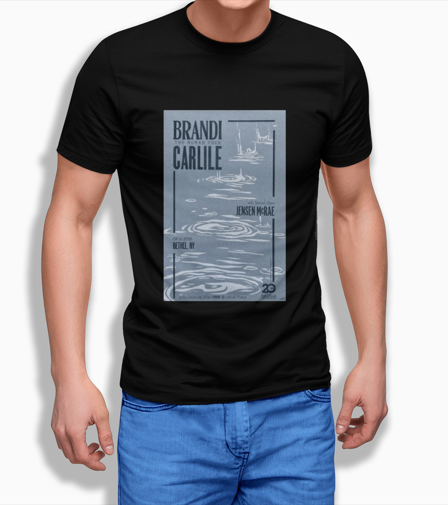 Brandi Carlile The Human Tour August 16 2026 Bethel Ny With Special Guest Jensen Mcrae Woodstock 20 Years Bethelwoods 1969 T-Shirt