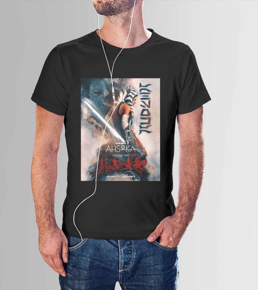 Star Wars Ahsoka Season 2 Premiering January 20 Disney Plus Featuring Lightsaber And Characters T-Shirt