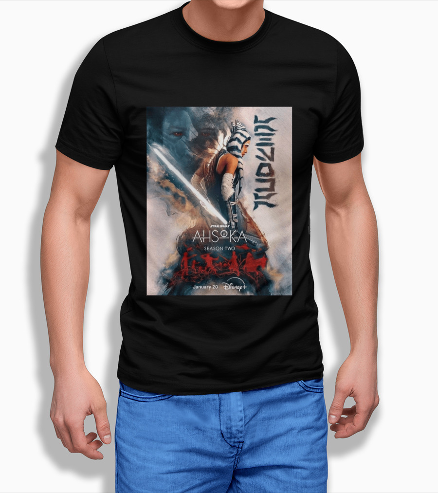 Star Wars Ahsoka Season 2 Premiering January 20 Disney Plus Featuring Lightsaber And Characters T-Shirt