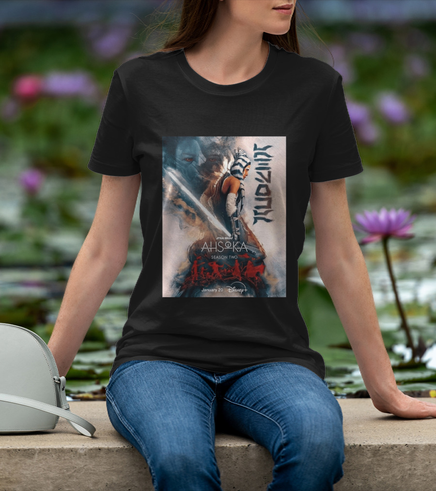 Star Wars Ahsoka Season 2 Premiering January 20 Disney Plus Featuring Lightsaber And Characters T-Shirt