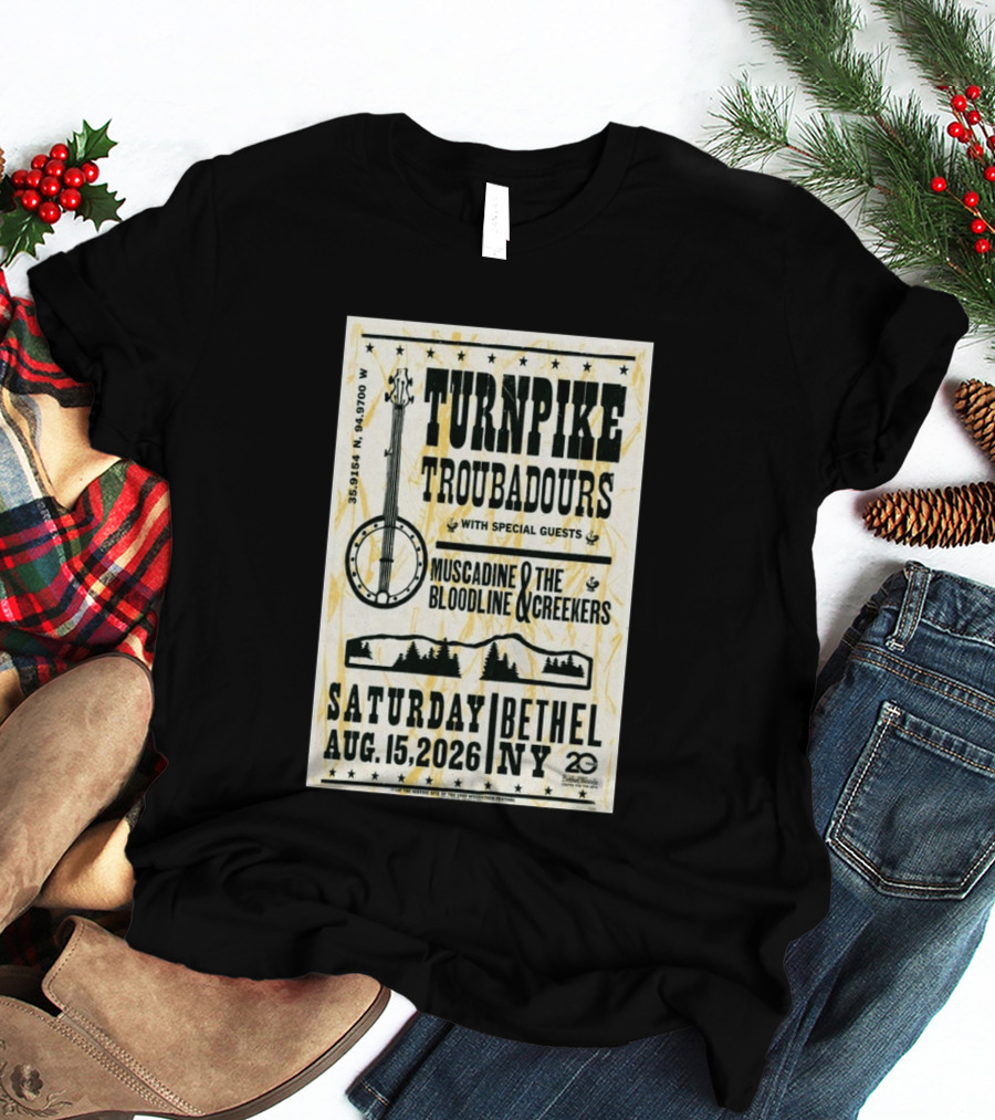 Turnpike Troubadours Bethel Woods 2026 With Muscadine Bloodline The Creekers August 15 Concert T-Shirt