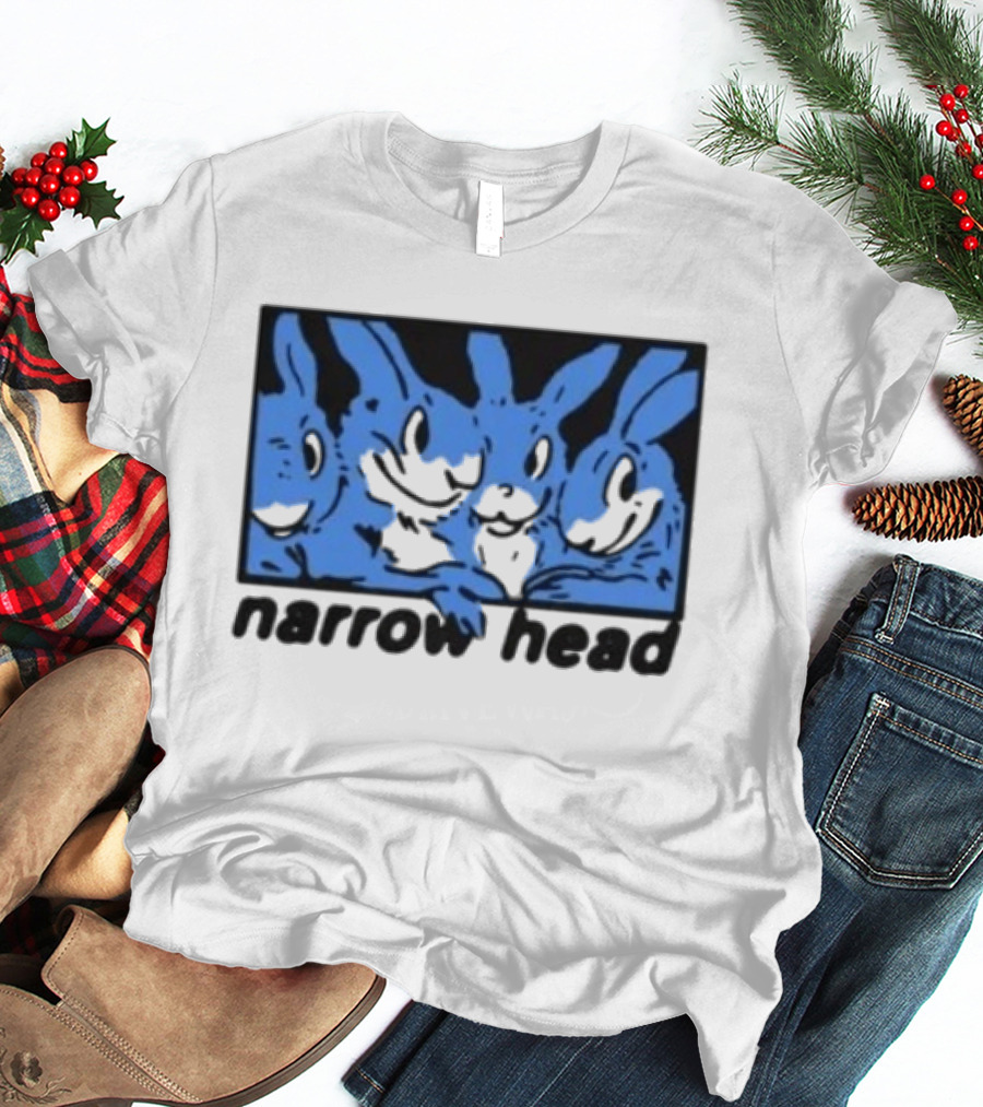 Narrow Head Four Rabbits Blue Black White T-Shirt