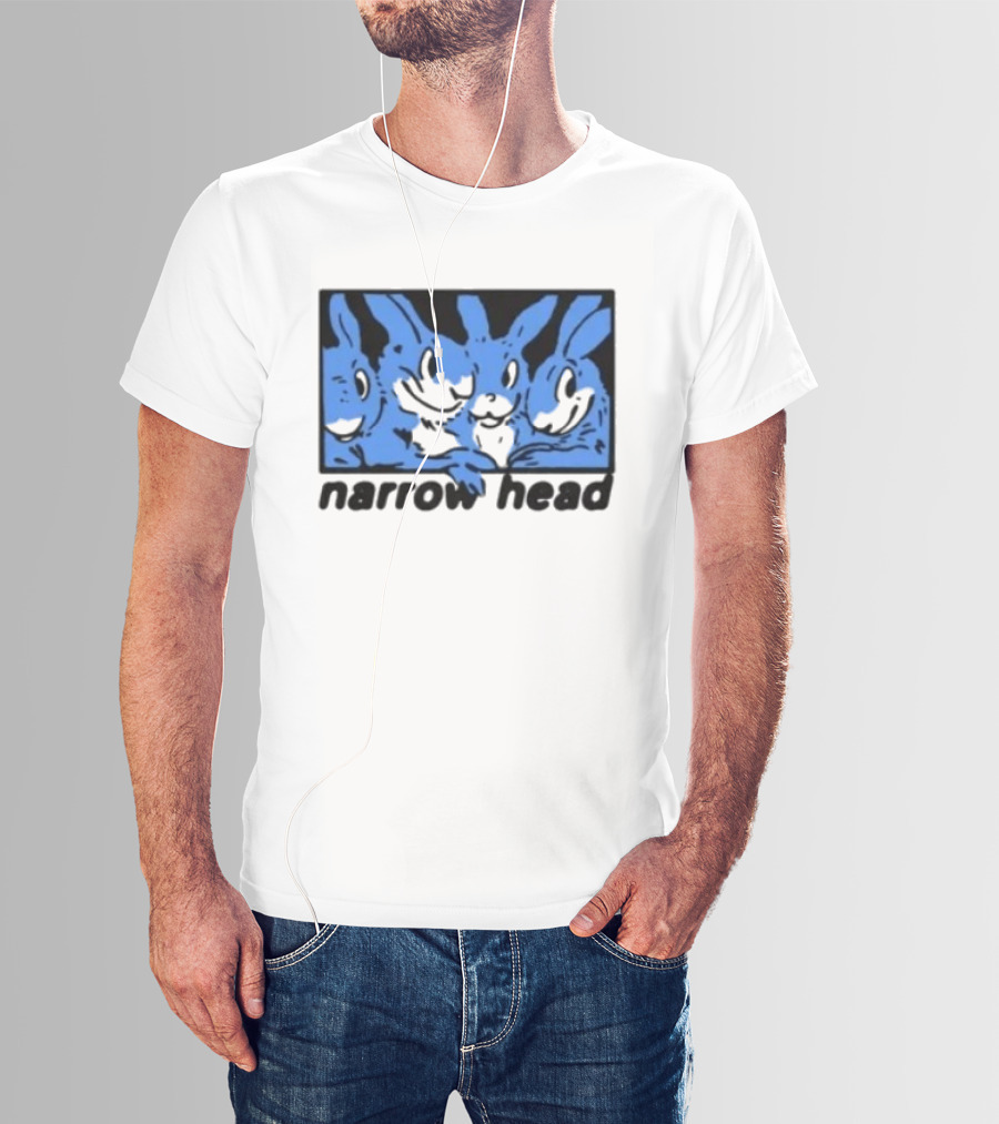 Narrow Head Four Rabbits Blue Black White T-Shirt