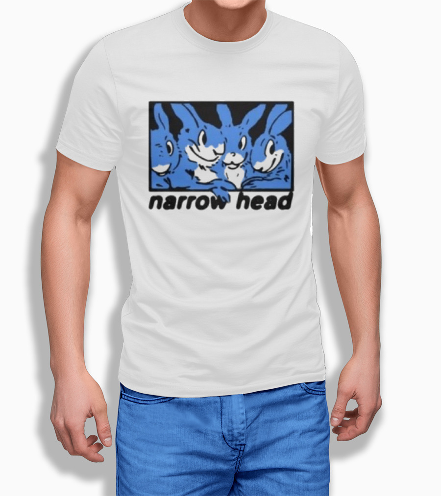 Narrow Head Four Rabbits Blue Black White T-Shirt
