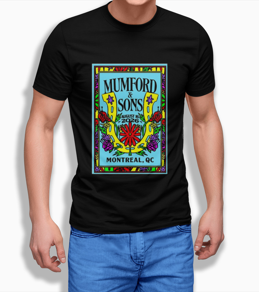 Mumford And Sons August 16 2026 Montreal QC Colorful Floral Concert T-Shirt