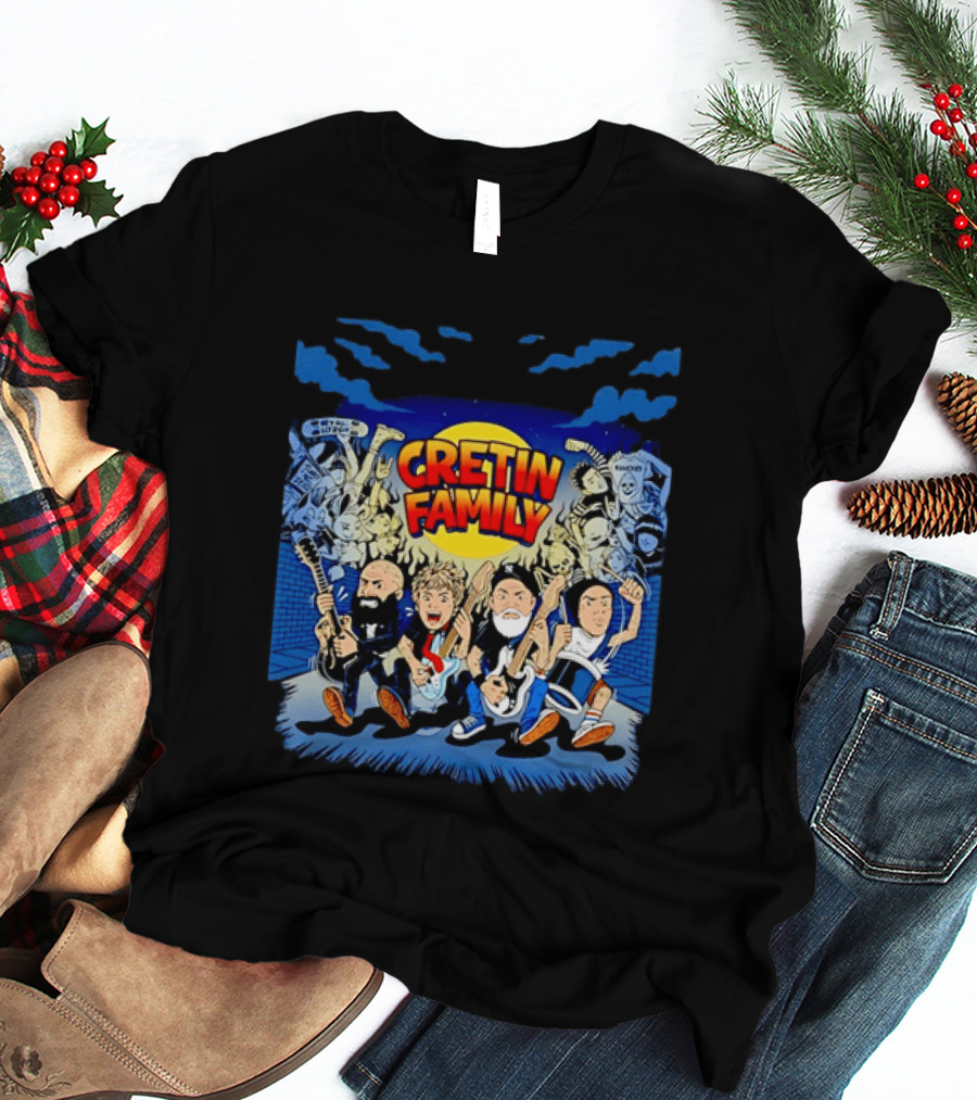 Cretin Family Ramones Cartoon Band Punk Rock Skull T-Shirt