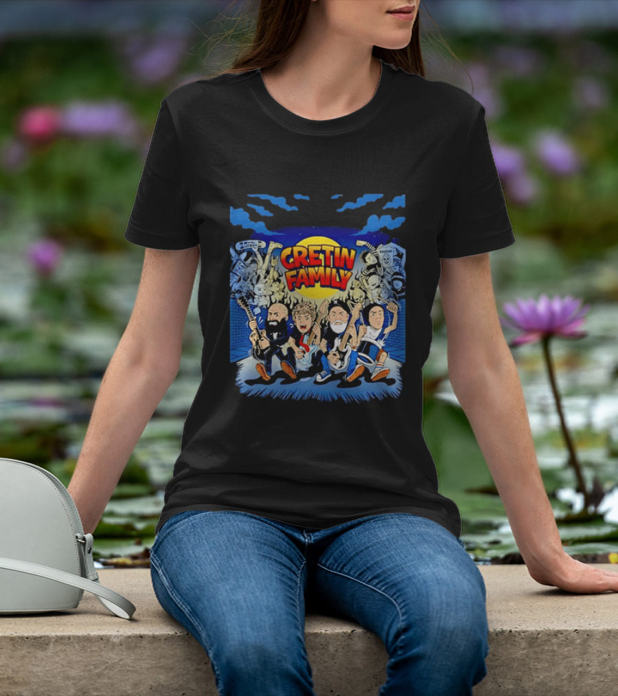 Cretin Family Ramones Cartoon Band Punk Rock Skull T-Shirt