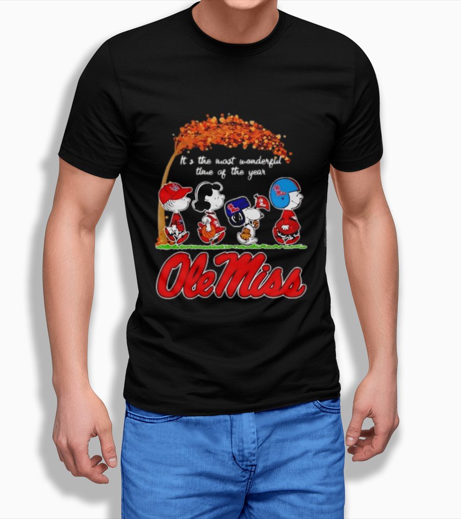 Ole Miss Rebels Peanuts Characters Most Wonderful Time Of The Year T-Shirt