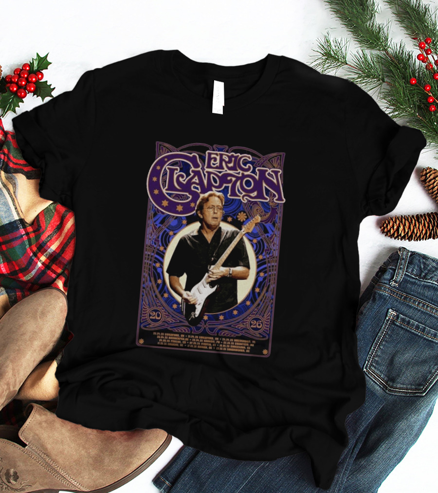 Eric Clapton 2026 Barcelona Spain Tour Concert Dates And Locations T-Shirt
