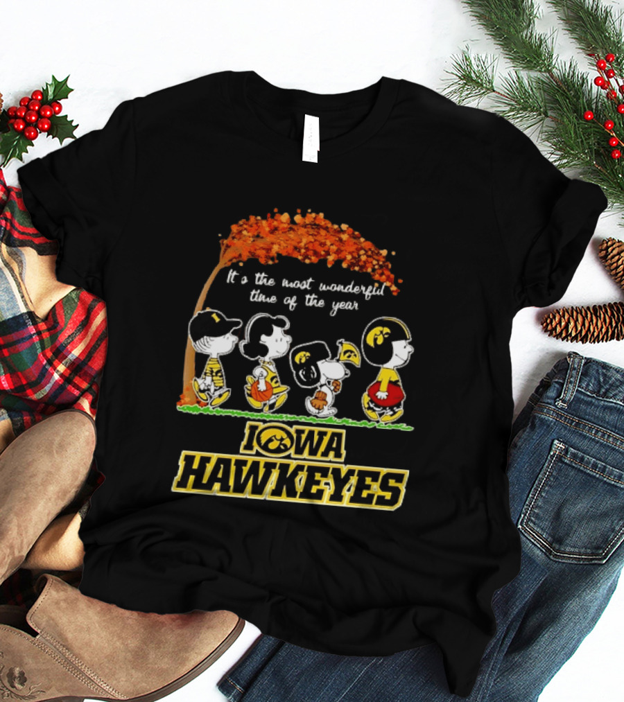 Iowa Hawkeyes Peanuts Characters It's The Most Wonderful Time Of The Year T-Shirt