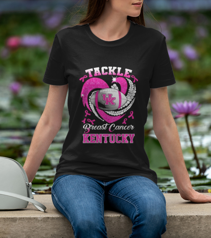 Tackle Breast Cancer Kentucky Wildcats UK Football Pink Ribbons T-Shirt