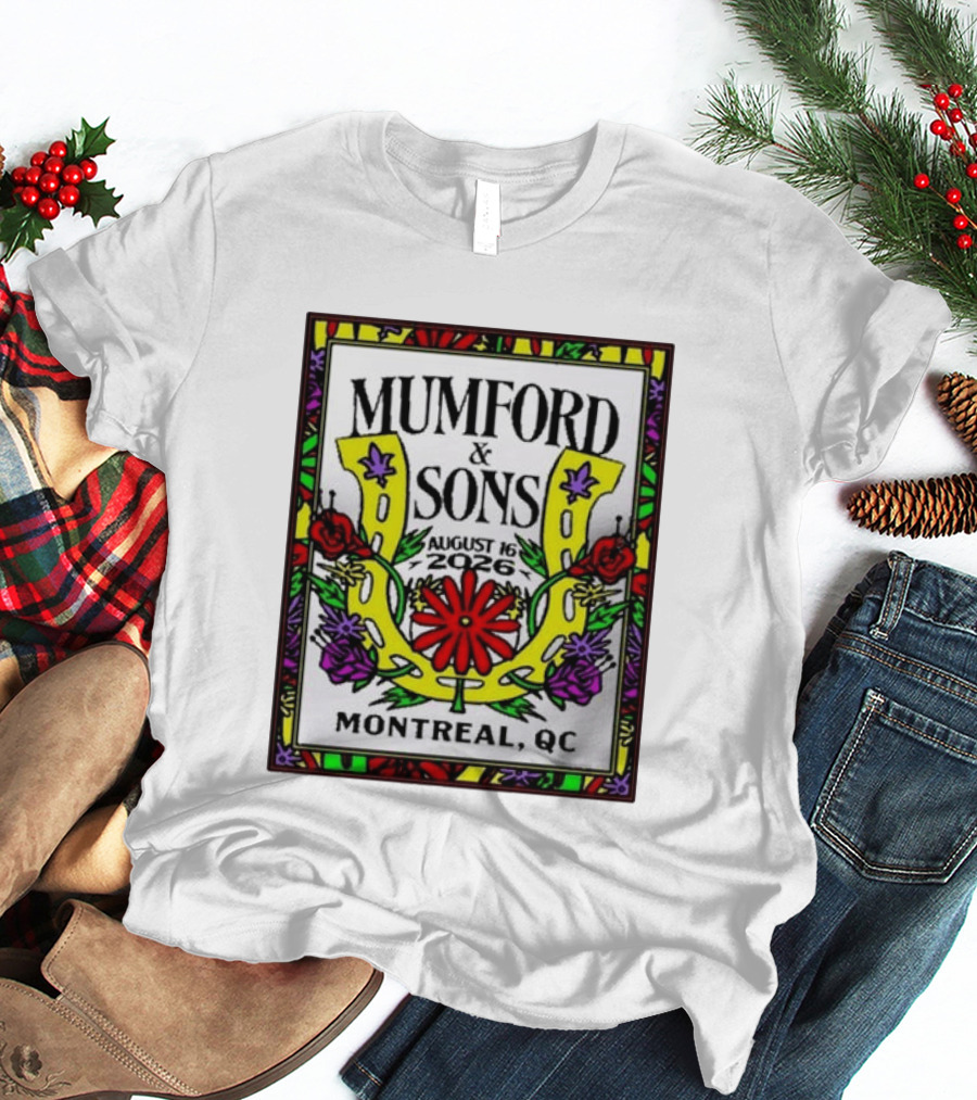 Mumford & Sons August 16 2026 Montreal QC Floral Horseshoe T-Shirt