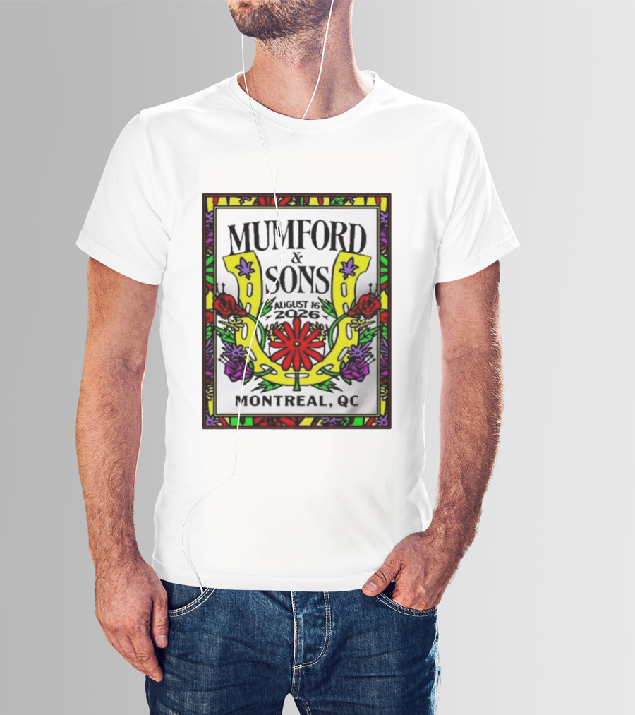 Mumford & Sons August 16 2026 Montreal QC Floral Horseshoe T-Shirt