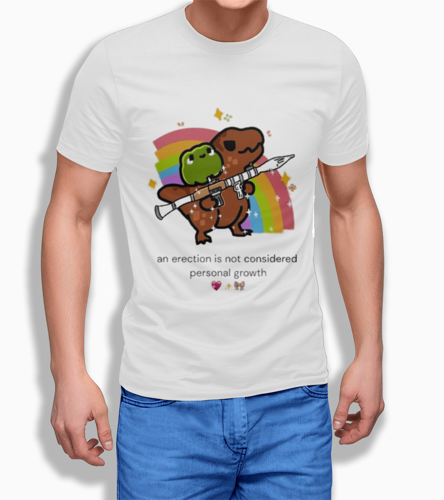 Original Rex Rocket An Erection Is Not Considered Personal Growth Rainbow Dinosaur Frog T-Shirt