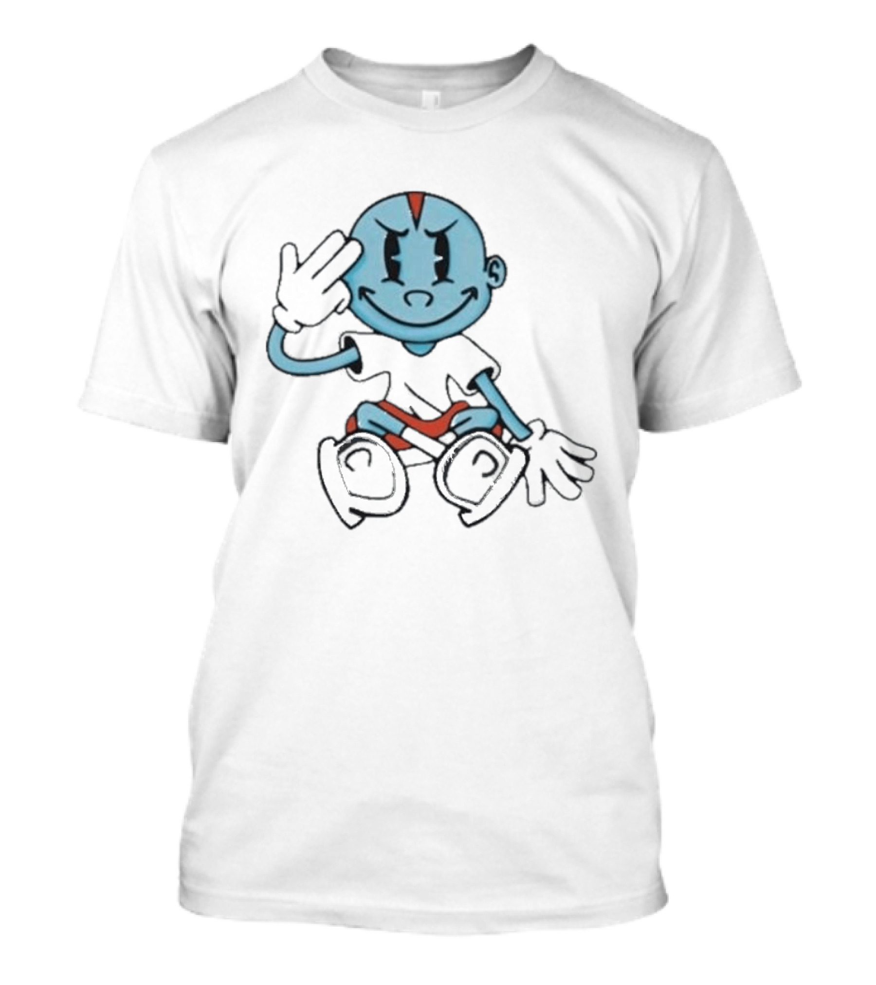Lil Darkie Brahman Sits Blue Cartoon Figure With Red Shorts And Gloves T-Shirt