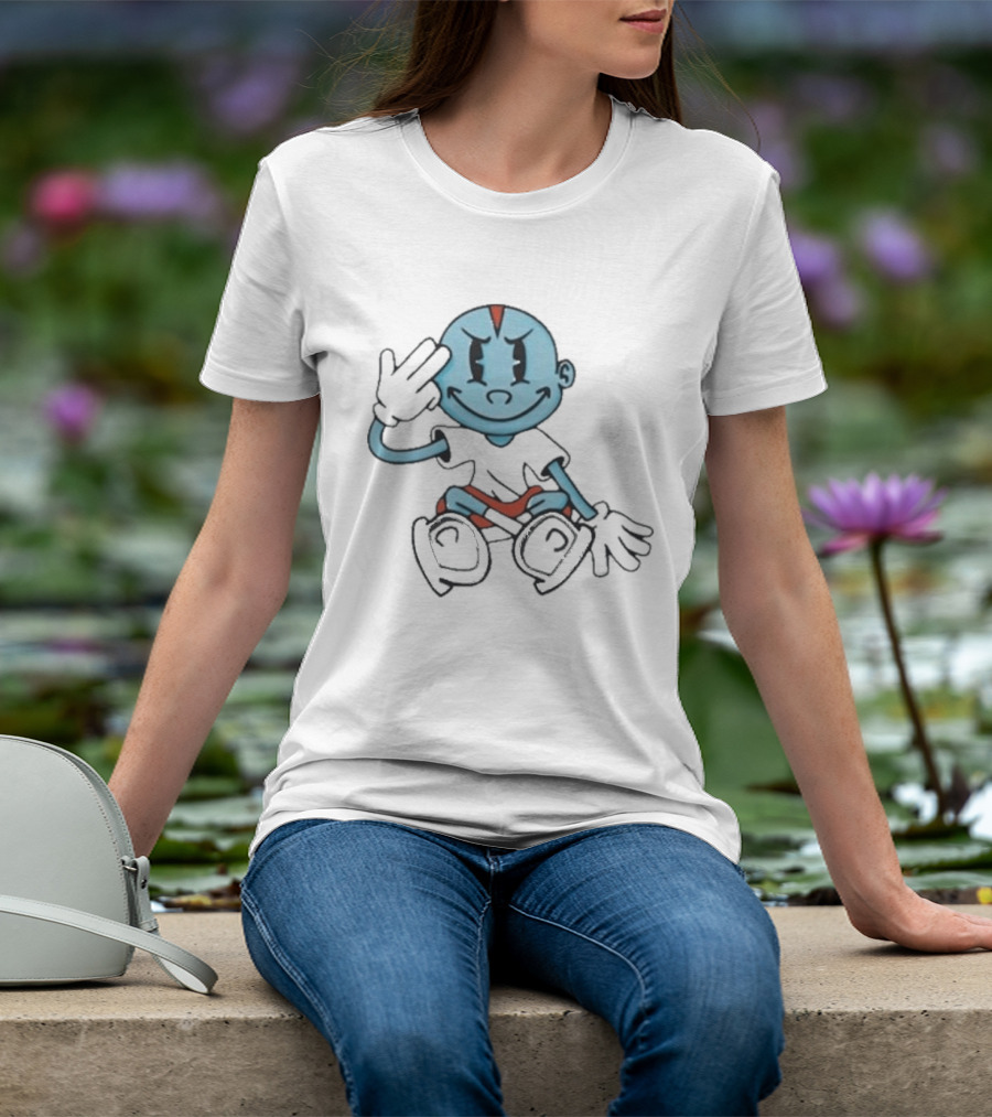 Lil Darkie Brahman Sits Blue Cartoon Figure With Red Shorts And Gloves T-Shirt