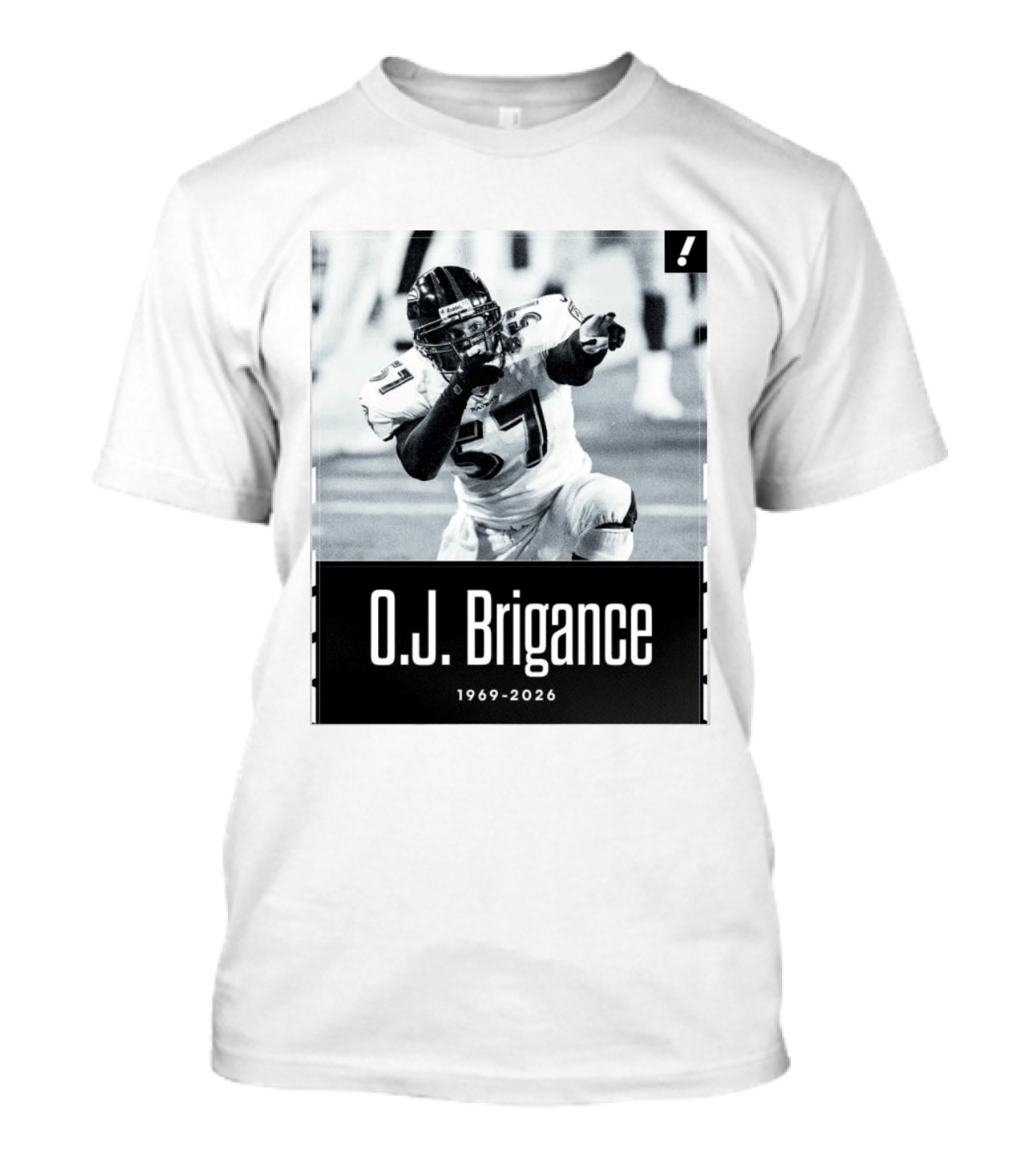 O.J. Brigance 1969 2026 Football Player Memoriam T-Shirt