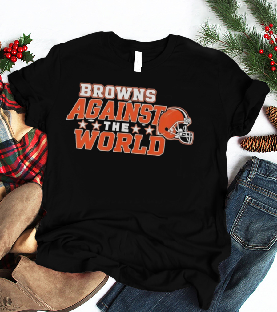 Browns Against The World Football Helmet Stars T-Shirt