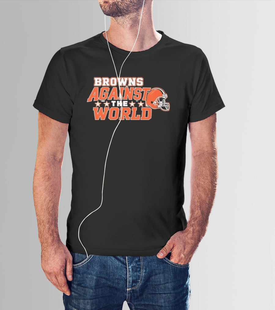 Browns Against The World Football Helmet Stars T-Shirt