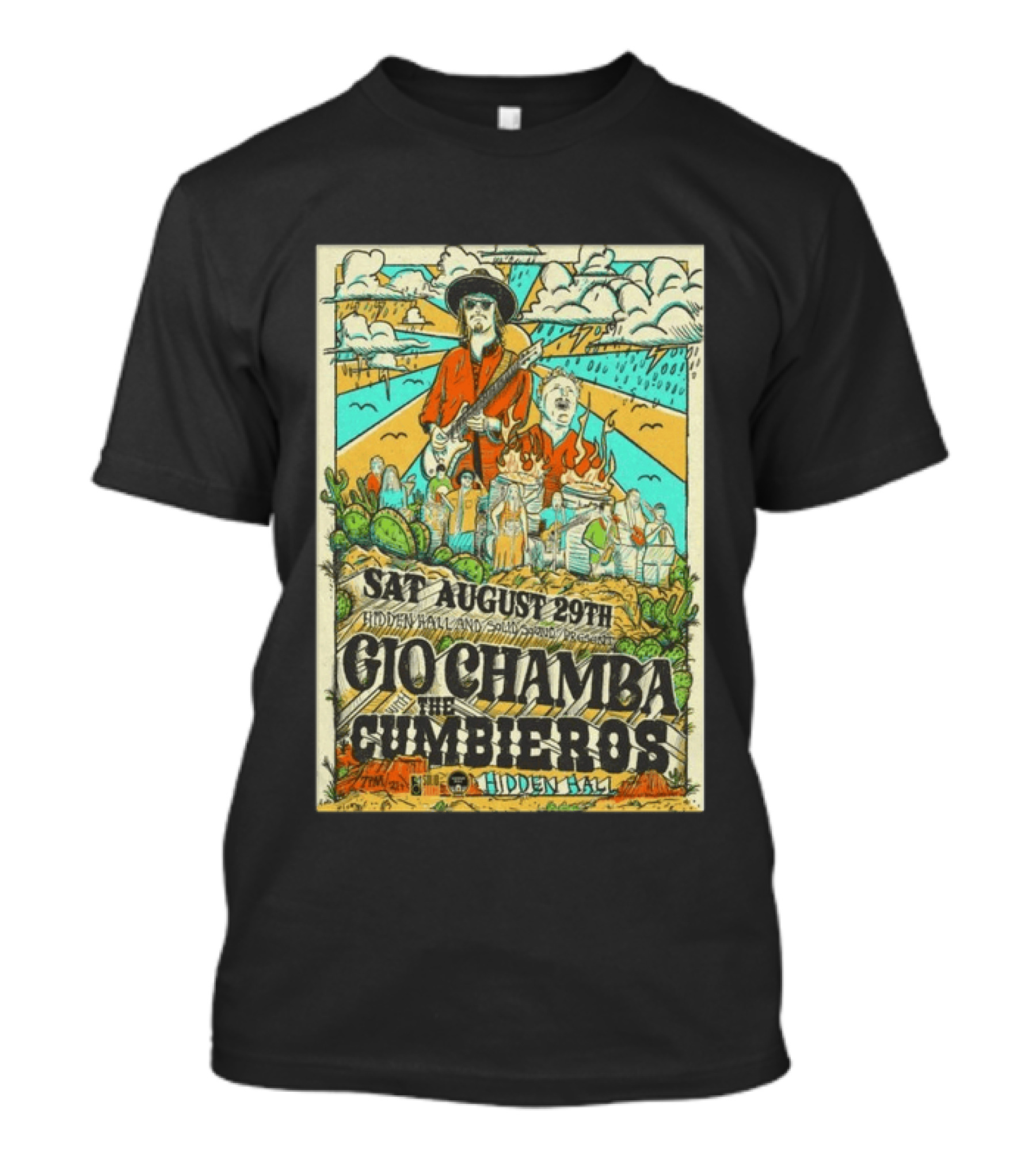 Gio Chamba The Cumbieros Live At Hidden Hall August 29th 2026 Concert T-Shirt